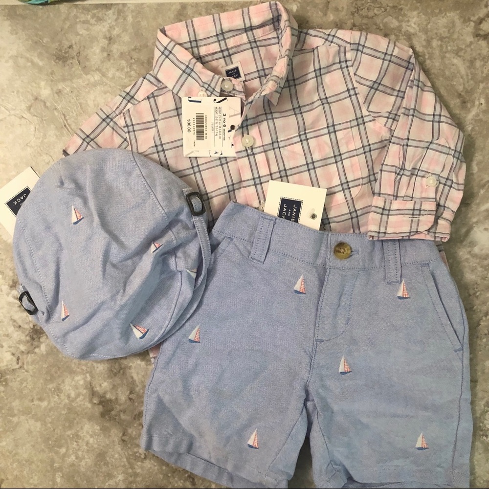 NWT Janie & Jack Outfit Sailboats 3-6 mo